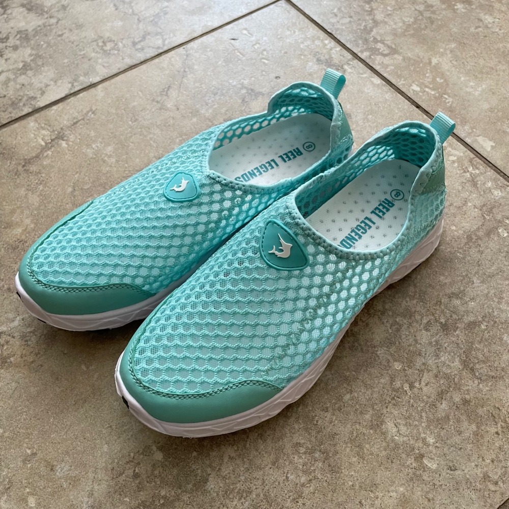 Reel Legends Womens Size 8 Aqua Blue Mesh Slip On Water Shoes Sneakers